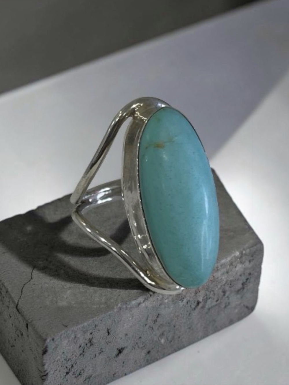 Taxco Sterling Silver Turquoise Oval Statement Ring